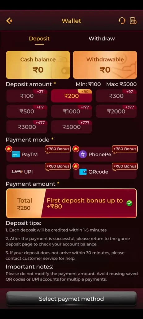 KING777 Game fast withdrawal through UPI payment with secure bank transfer